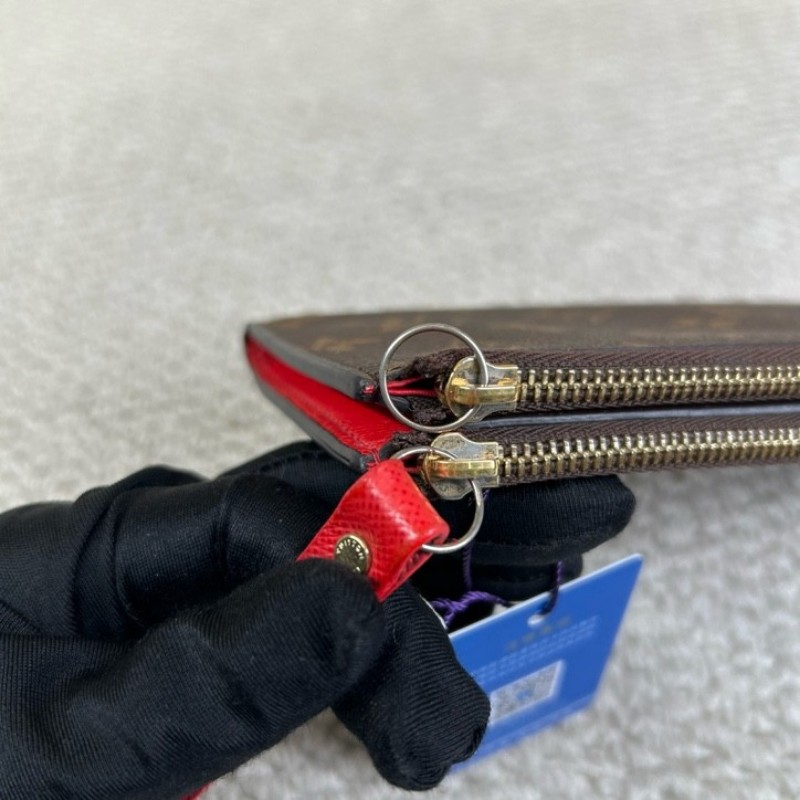 LV路易威登老花折子長款雙拉鏈錢包 卡位多 日常收納很方便 經典老花配色 紅色內襯 適合日常使用-23