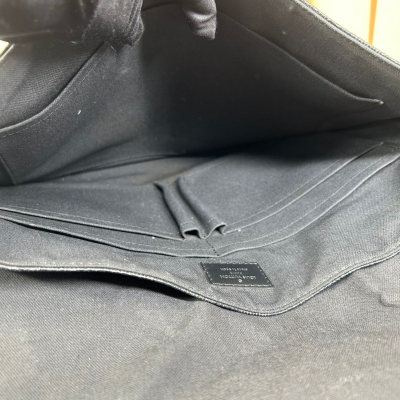 ZZZ LV路易威登黑棋盤格郵差包  經典款 男士單肩斜挎包 黑色肩帶 容量大 日常通勤合適-2