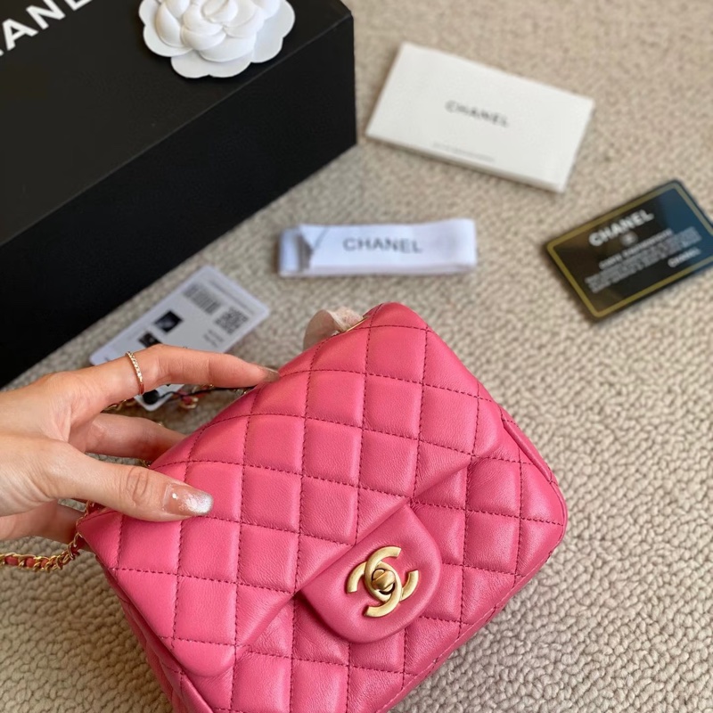 #專櫃2️⃣0️⃣萬 #閒置新✨ 香奈兒方胖子Cf17蜜桃粉金扣 僅一顆🔥🉑遇不🉑求的顏色-4