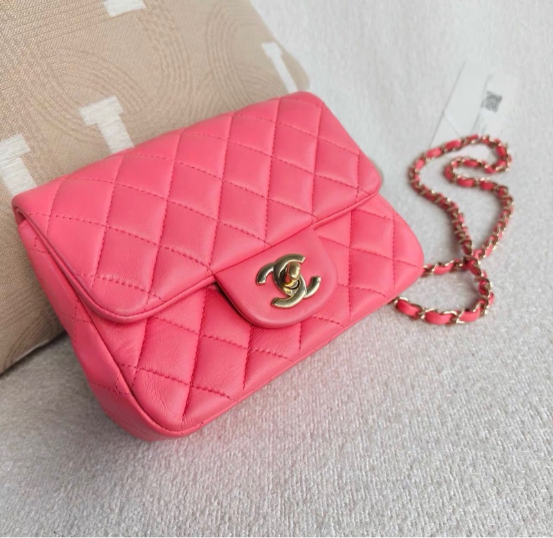 #專櫃2️⃣0️⃣萬 #閒置新✨ 香奈兒方胖子Cf17蜜桃粉金扣 僅一顆🔥🉑遇不🉑求的顏色-5