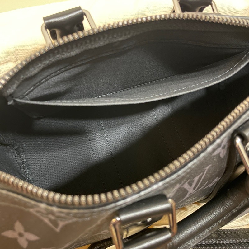 路易威登 Louis Vuitton Keepall Bandoulière 25 手提 肩背 波士頓包 Reverse帆布 黑色 M46271 晶片款 原廠盒子/防塵袋-1