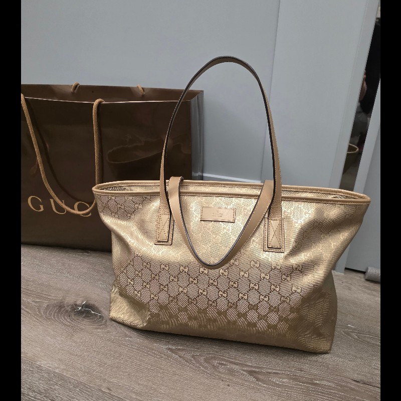 Gucci 金色購物包 肩背 手提 拖特包-0