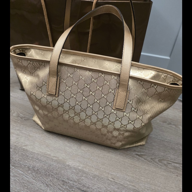 Gucci 金色購物包 肩背 手提 拖特包-7