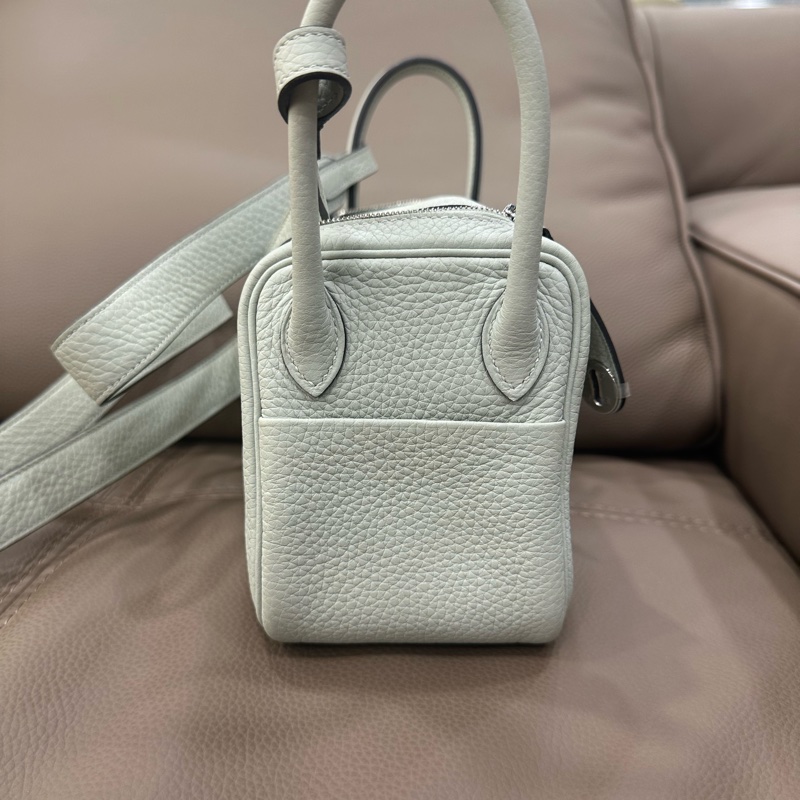 閒置99新愛馬仕mini Lindy水晶灰銀扣-3