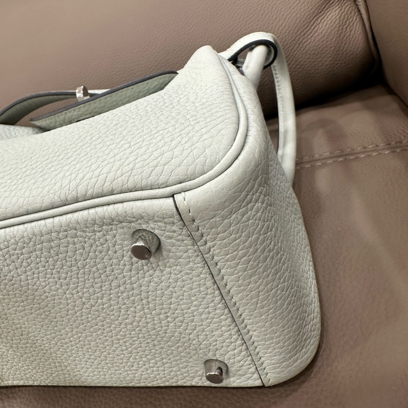 閒置99新愛馬仕mini Lindy水晶灰銀扣-6