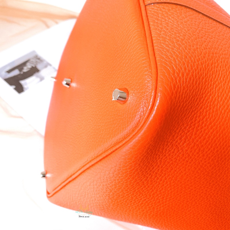 Hermes 愛馬仕 Picotin 26  P26 橘色 x 銀釦 菜籃子 手提包 (原廠釘膜全在)-8