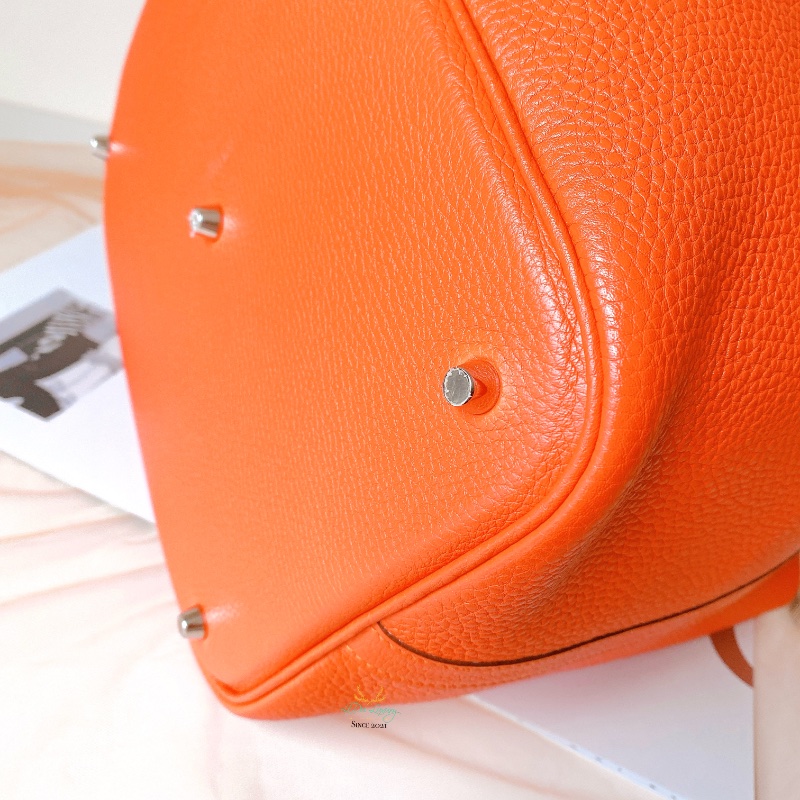 Hermes 愛馬仕 Picotin 26  P26 橘色 x 銀釦 菜籃子 手提包 (原廠釘膜全在)-9