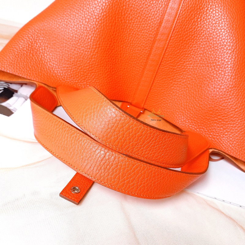 Hermes 愛馬仕 Picotin 26  P26 橘色 x 銀釦 菜籃子 手提包 (原廠釘膜全在)-10