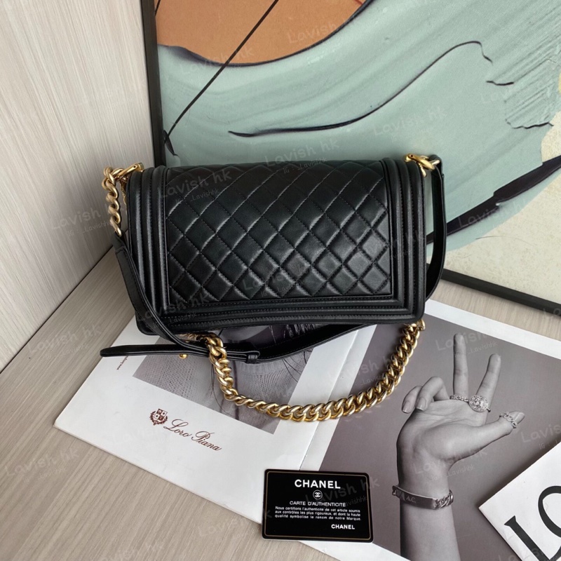 Chanel 黑金羊皮中號 Leboy-3