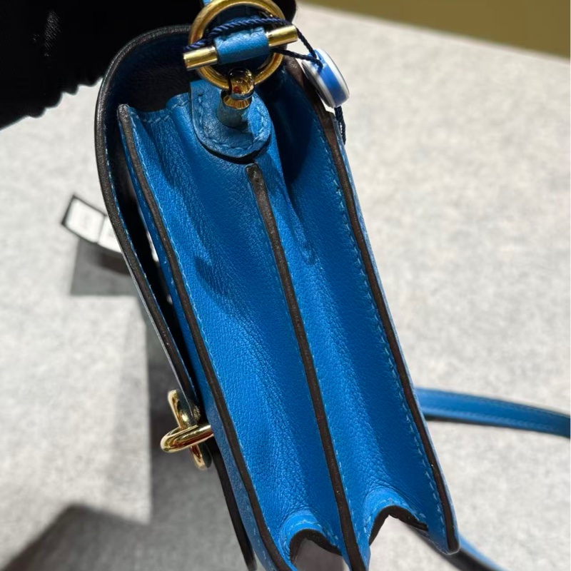 🌈Hermes💙Mini Roulis 19💙水妖藍金扣🌟98.5新🌟Evercolor皮🌟愛馬仕🌟-4