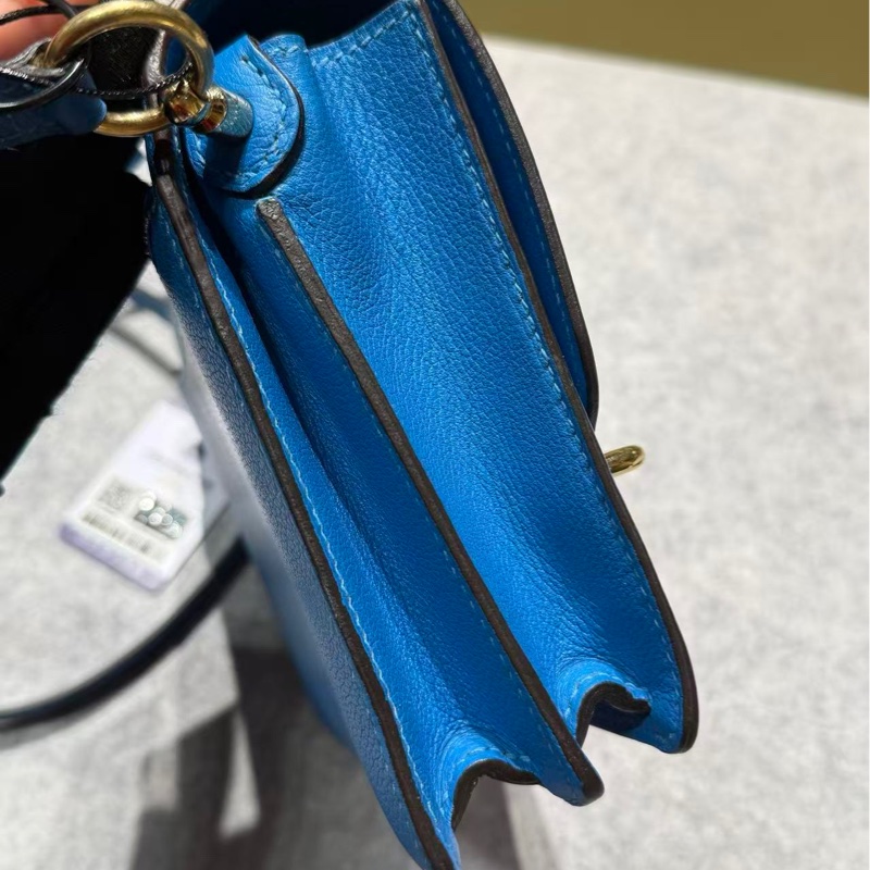 🌈Hermes💙Mini Roulis 19💙水妖藍金扣🌟98.5新🌟Evercolor皮🌟愛馬仕🌟-5