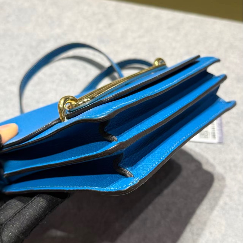 🌈Hermes💙Mini Roulis 19💙水妖藍金扣🌟98.5新🌟Evercolor皮🌟愛馬仕🌟-6