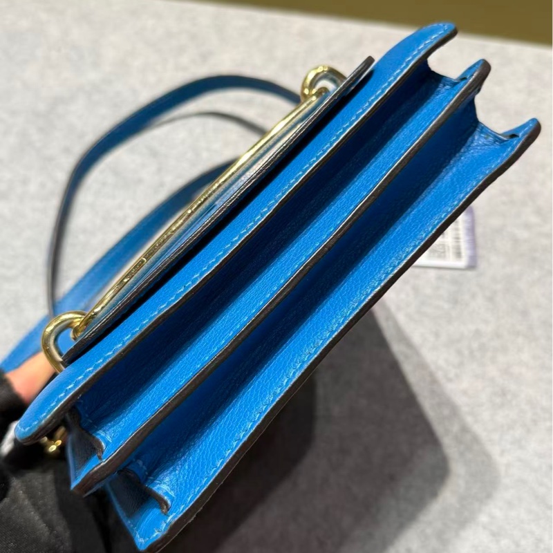 🌈Hermes💙Mini Roulis 19💙水妖藍金扣🌟98.5新🌟Evercolor皮🌟愛馬仕🌟-7