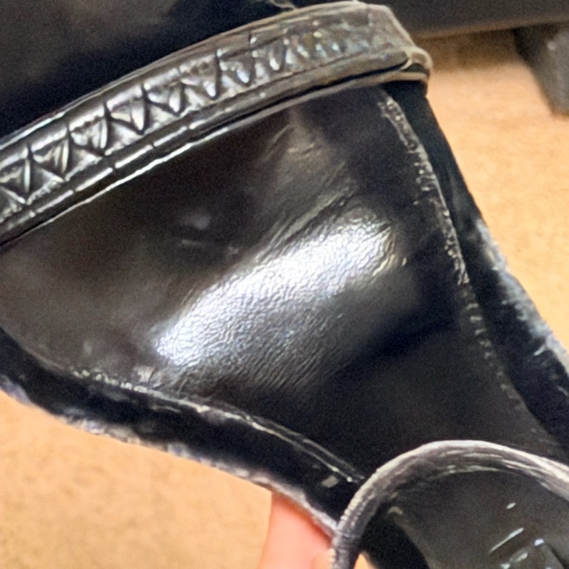 🍒 Chanel Vintage珠寶級鑲鑽雙C絲絨涼鞋 2F260127-1-19