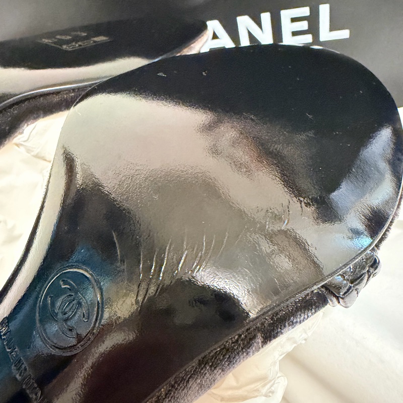 🍒 Chanel Vintage珠寶級鑲鑽雙C絲絨涼鞋 2F260127-1-20