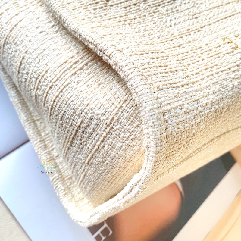 CHANEL 香奈兒 米白色 x 金釦 小號 沙灘包 托特包 雙肩包-6