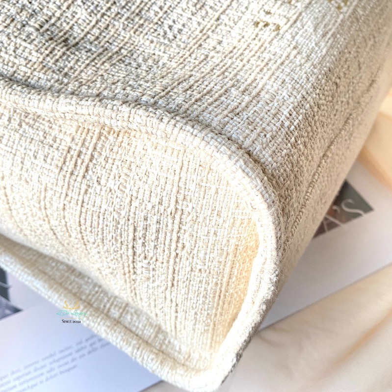 CHANEL 香奈兒 米白色 x 金釦 小號 沙灘包 托特包 雙肩包-7