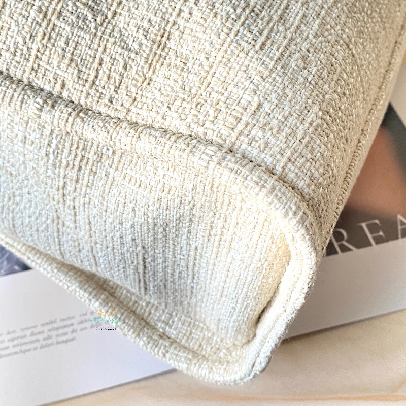 CHANEL 香奈兒 米白色 x 金釦 小號 沙灘包 托特包 雙肩包-9