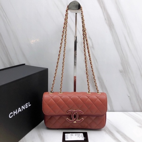 Chanel 香奈兒雙層雙蓋 大logo鏈條包 口蓋包單肩斜挎包