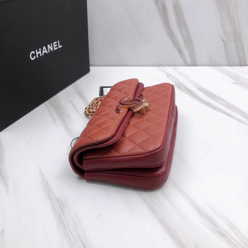 Chanel 香奈兒雙層雙蓋 大logo鏈條包 口蓋包單肩斜挎包-4