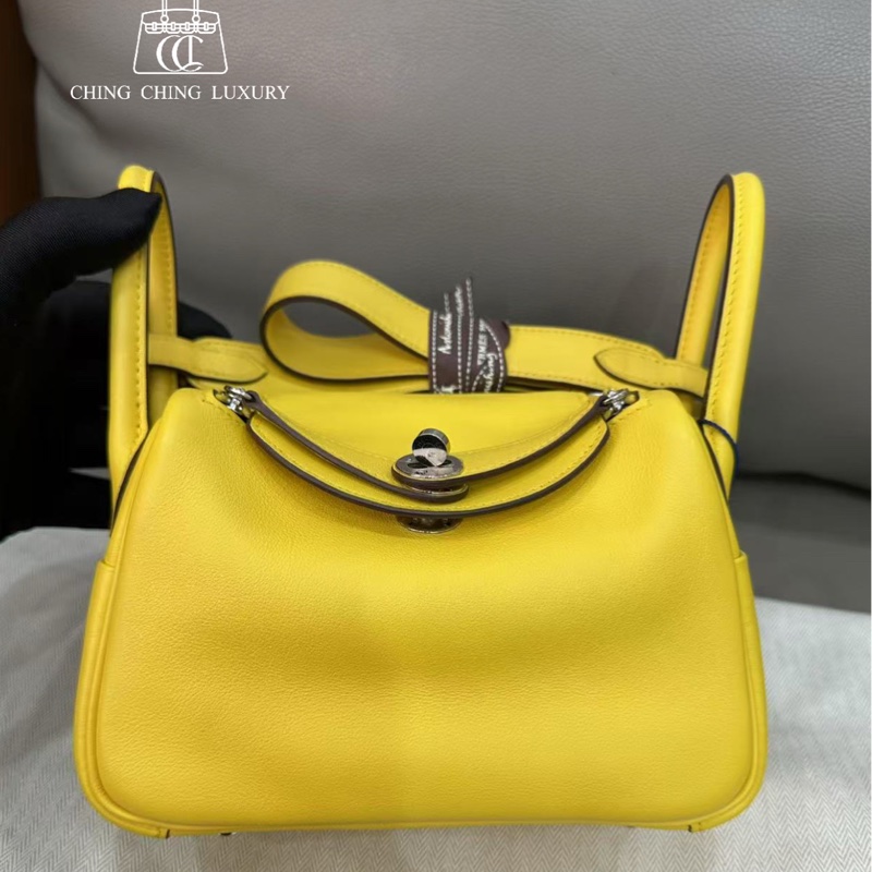 🌈Hermes💛Mini Lindy一代💛那不勒斯黃銀扣💛99新🌟全套有單🌈🌟Swift皮🌟愛馬仕🌟-0