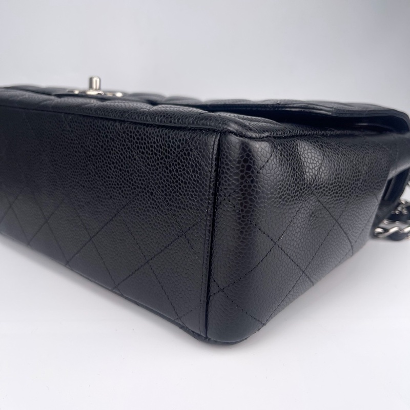 「JL精品代購」9新 香奈兒黑銀牛皮cf雙蓋maxi-9