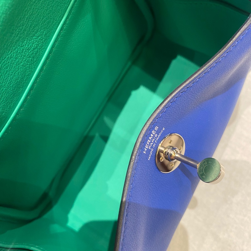 🌈Hermes💙Mini Lindy一代💙法國藍銀扣🌈99.9新閑置🌟Swift皮🌟愛馬仕🌟-2