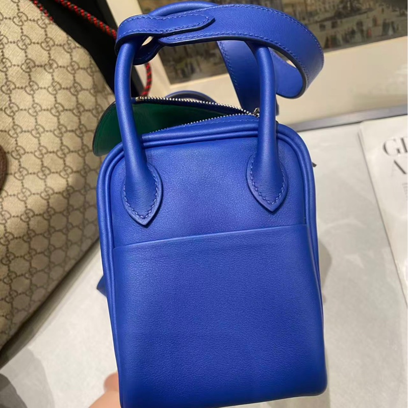 🌈Hermes💙Mini Lindy一代💙法國藍銀扣🌈99.9新閑置🌟Swift皮🌟愛馬仕🌟-3