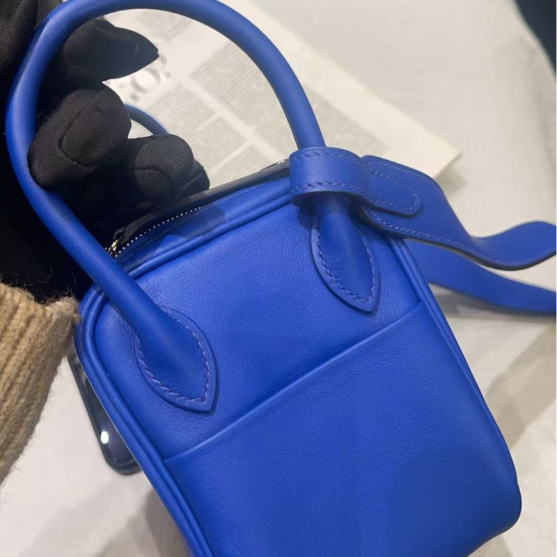 🌈Hermes💙Mini Lindy一代💙法國藍銀扣🌈99.9新閑置🌟Swift皮🌟愛馬仕🌟-4
