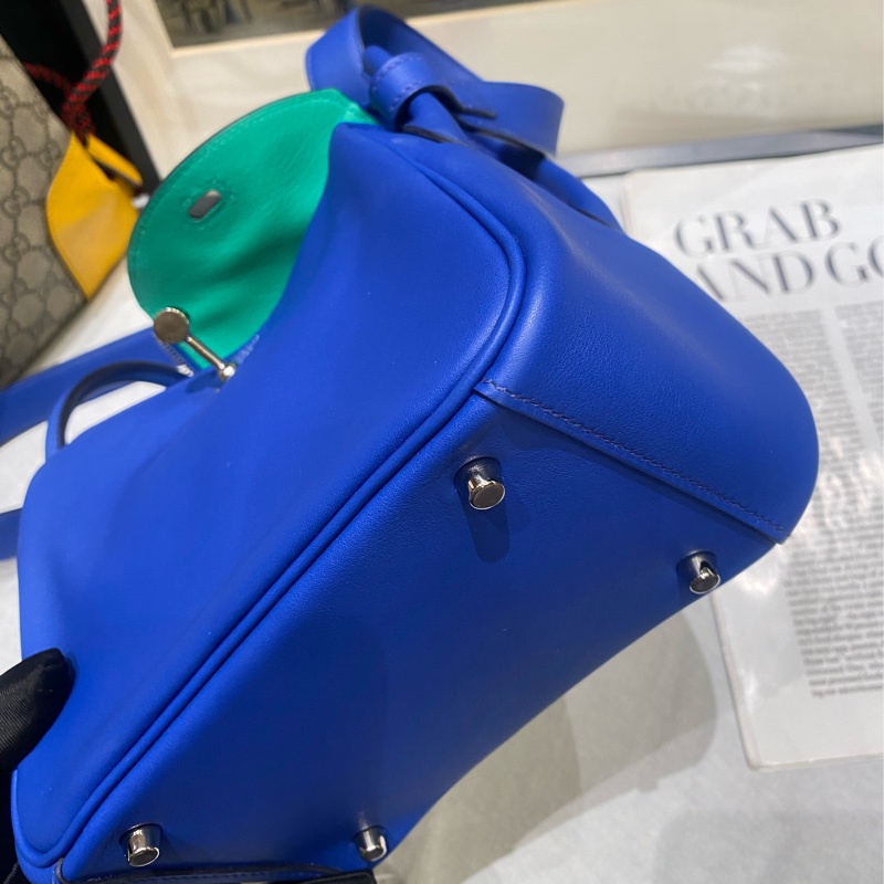 🌈Hermes💙Mini Lindy一代💙法國藍銀扣🌈99.9新閑置🌟Swift皮🌟愛馬仕🌟-5