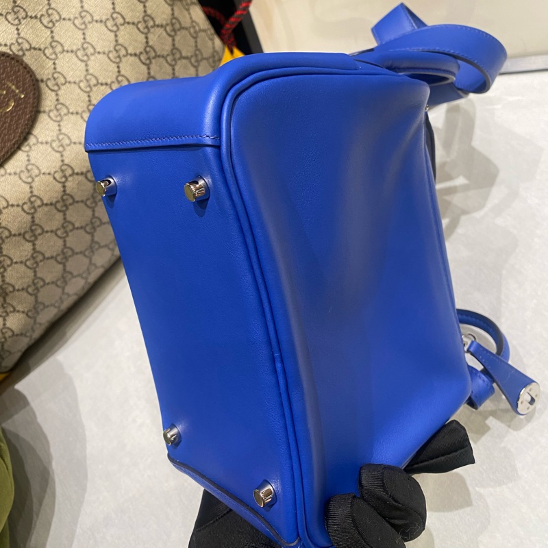 🌈Hermes💙Mini Lindy一代💙法國藍銀扣🌈99.9新閑置🌟Swift皮🌟愛馬仕🌟-6