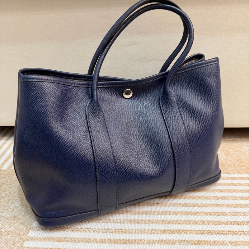 Hermes 愛馬仕 花園30cm Garden Party 藍色 Epsom皮-0