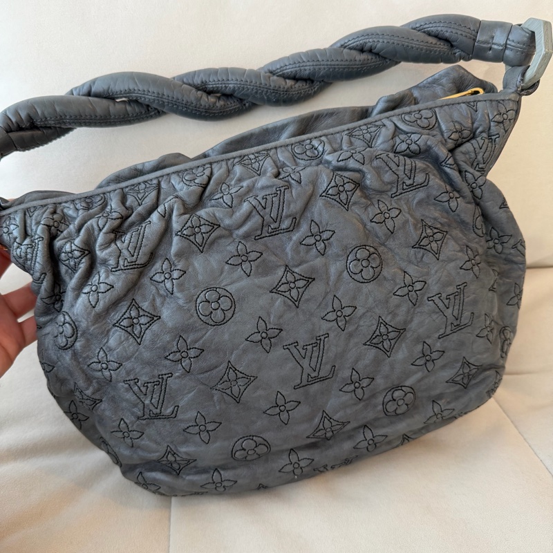 Louis Vuitton LV灰銀色 雲朵Hobo 灰色 壓紋-2