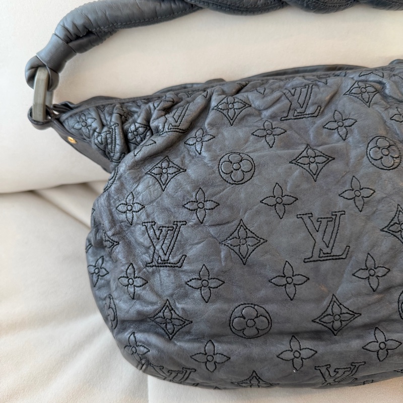 Louis Vuitton LV灰銀色 雲朵Hobo 灰色 壓紋-4