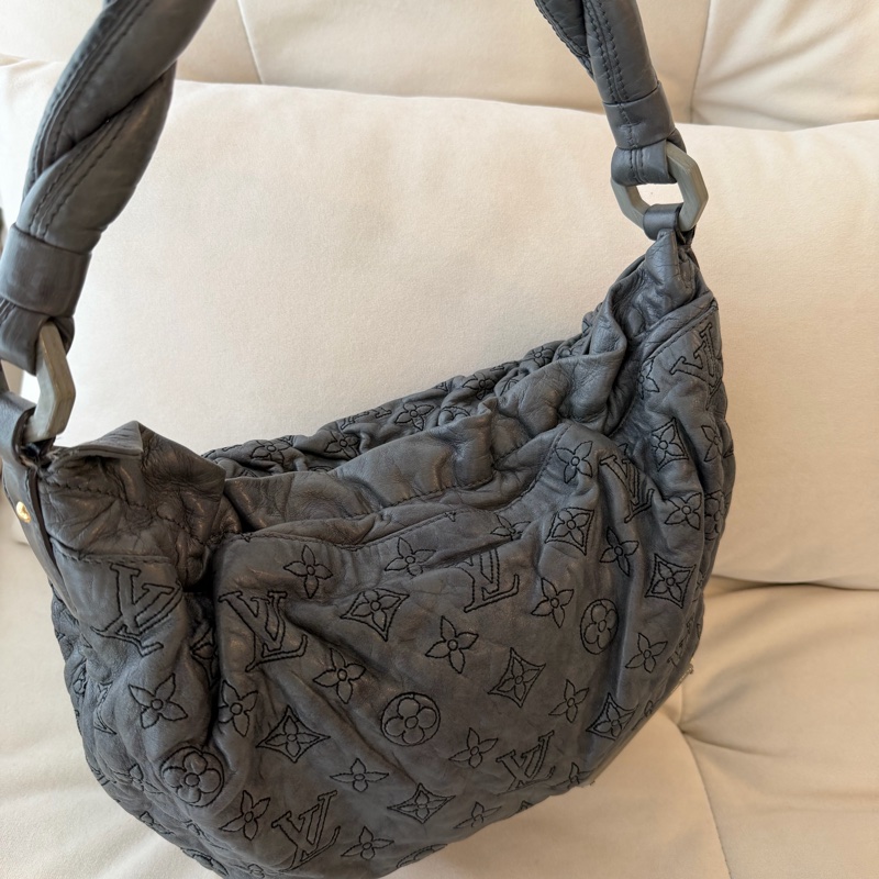 Louis Vuitton LV灰銀色 雲朵Hobo 灰色 壓紋-6