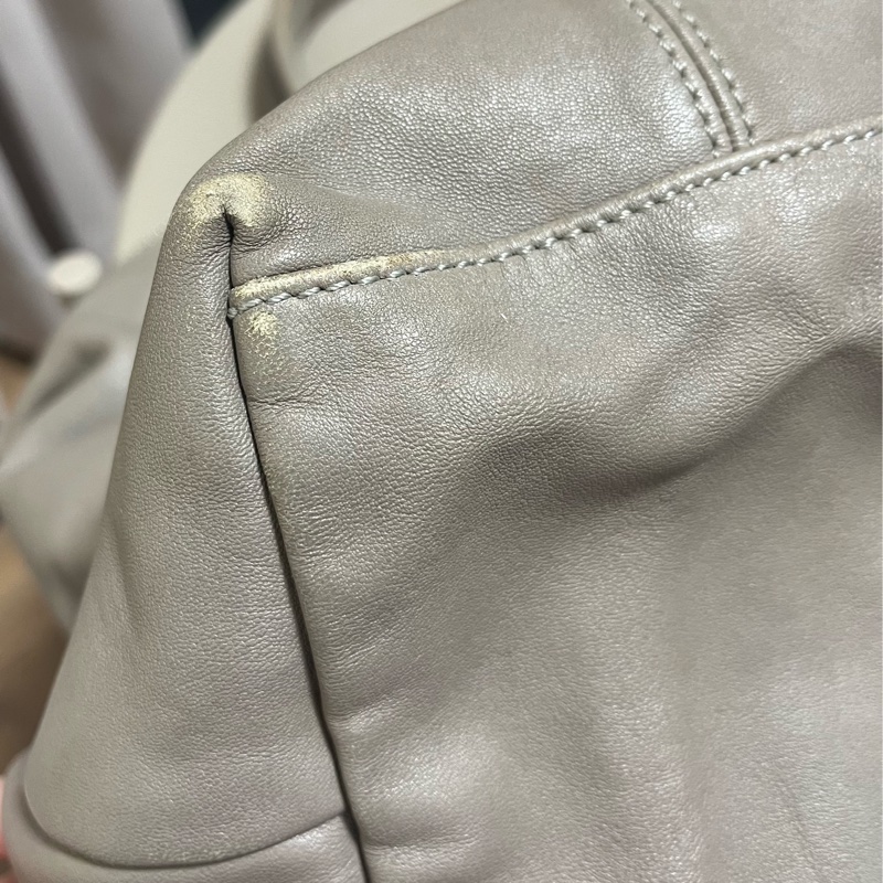 Longchamp 小羊皮折疊包 中號M 灰色-5