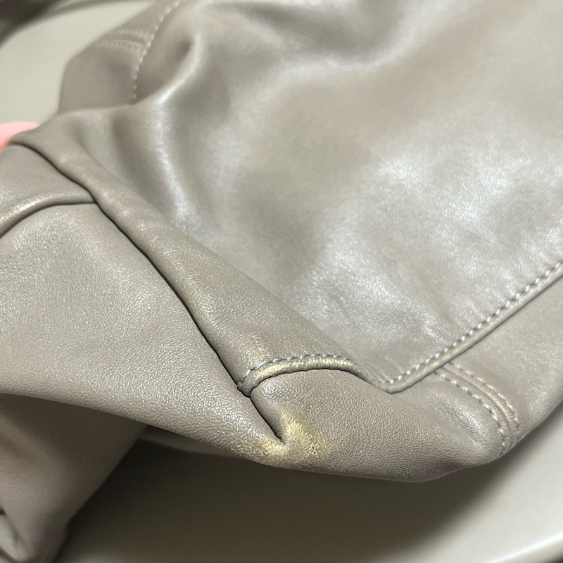 Longchamp 小羊皮折疊包 中號M 灰色-6