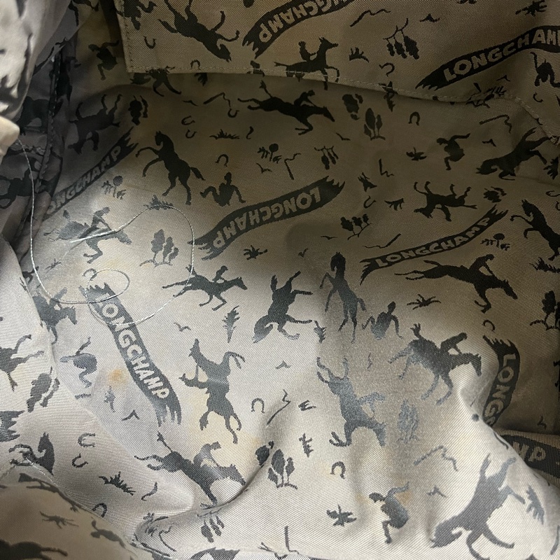 Longchamp 小羊皮折疊包 中號M 灰色-13