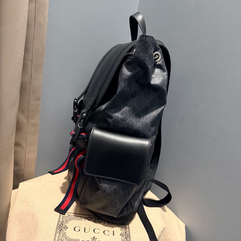 Gucci 經典老花 黑武士 Supreme 後背包-4