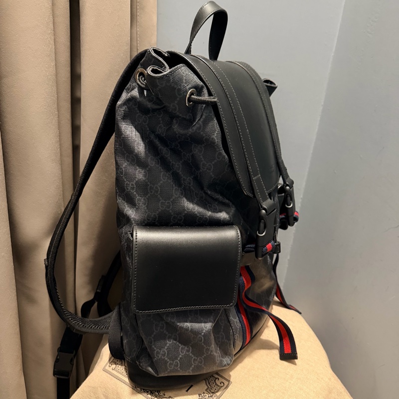 Gucci 經典老花 黑武士 Supreme 後背包-5