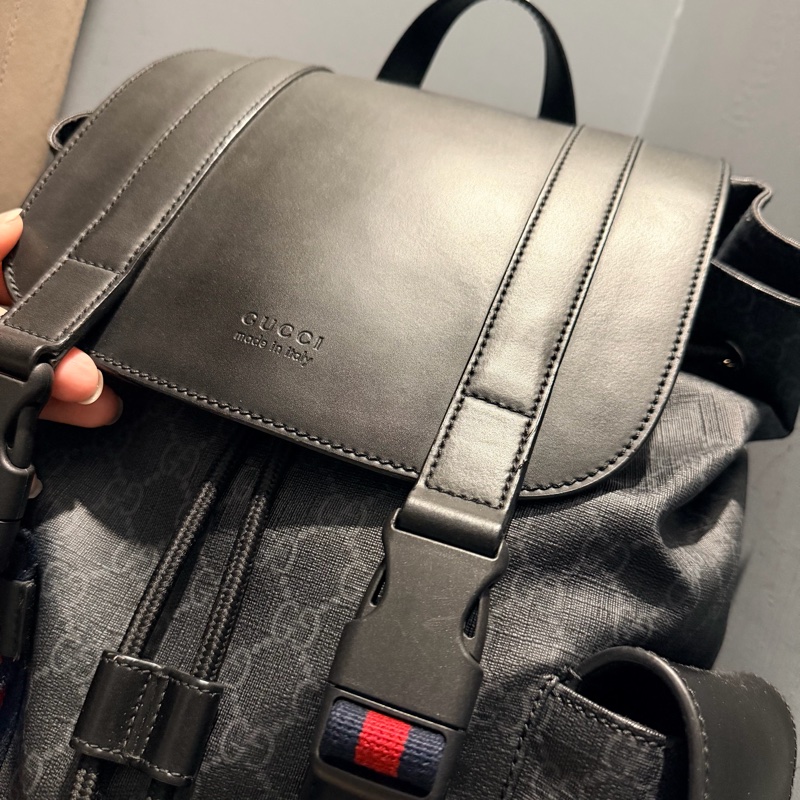 Gucci 經典老花 黑武士 Supreme 後背包-12