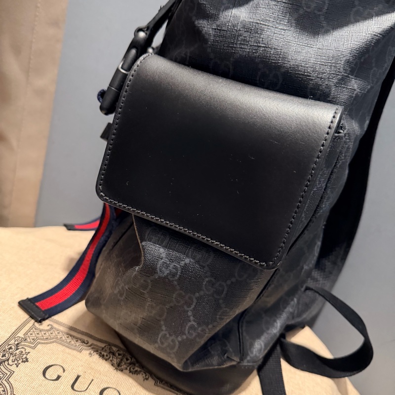 Gucci 經典老花 黑武士 Supreme 後背包-14
