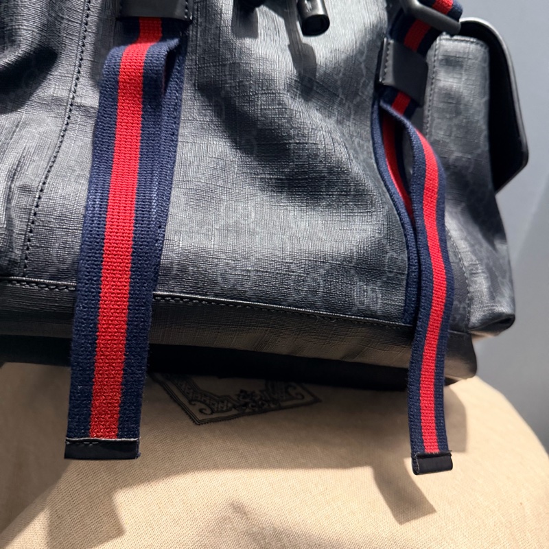 Gucci 經典老花 黑武士 Supreme 後背包-23