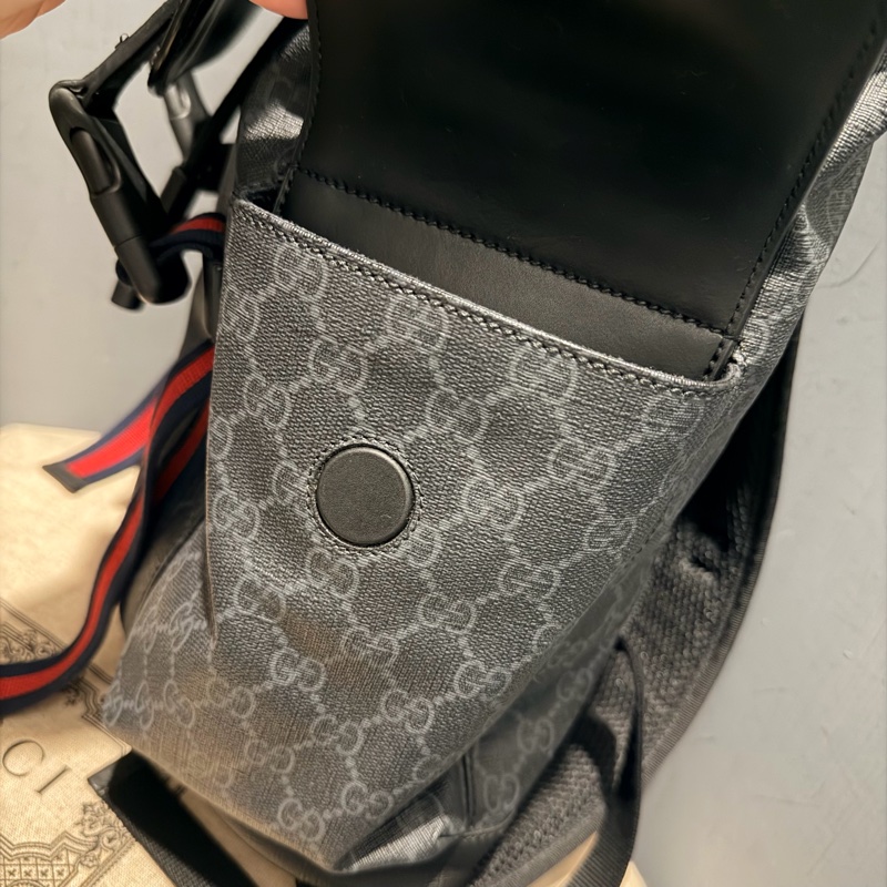 Gucci 經典老花 黑武士 Supreme 後背包-35