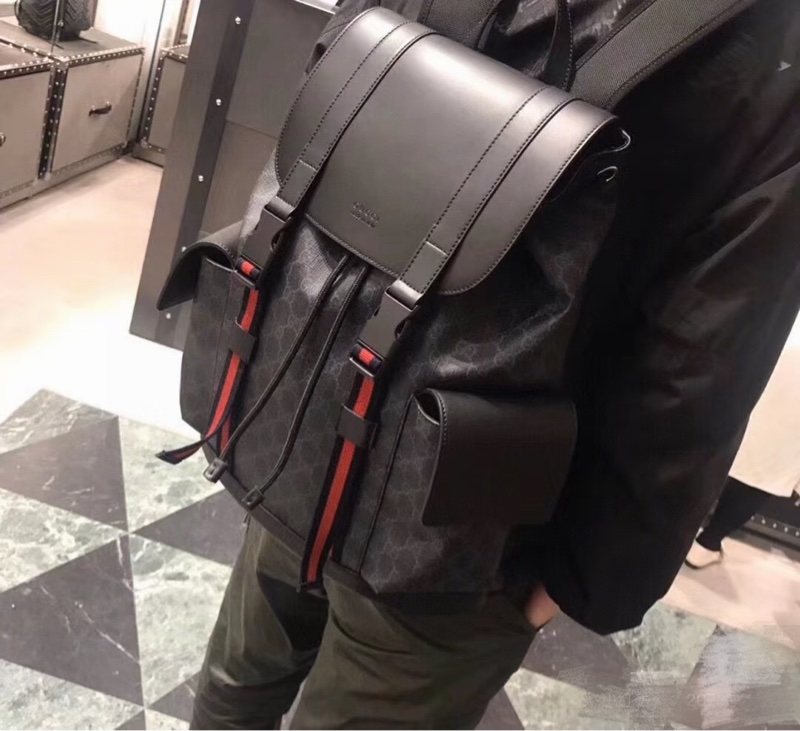 Gucci 經典老花 黑武士 Supreme 後背包-50