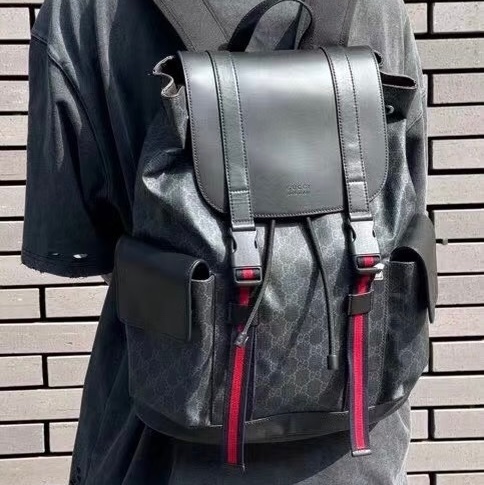 Gucci 經典老花 黑武士 Supreme 後背包-52