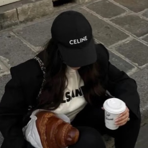 Celine 刺繡 棒球帽 黑 M