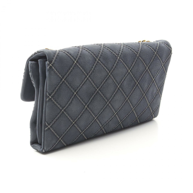 香奈兒女士單肩包,小牛皮,海軍藍-1