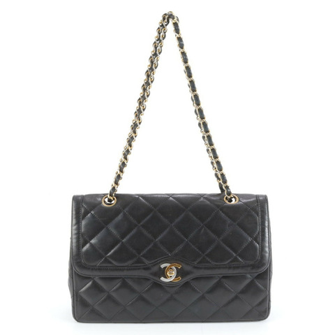 香奈兒巴黎限量版絎縫雙蓋羊皮單肩包，帶序號封條，女士款