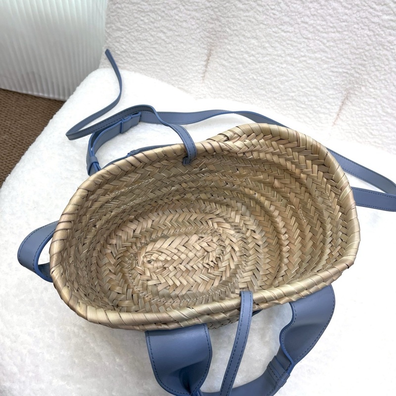 克羅伊CHLOE灰藍色Sense字母刺繡小牛皮拼拉菲草編織包CHC23SS304J66-9